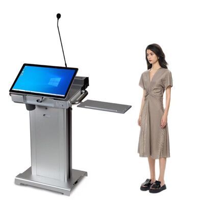 Портативный аудиторий Smart Podium с 32 дюймовым фронтальным экраном и регулируемым по высоте цифровым лектором с Intel i5 6th