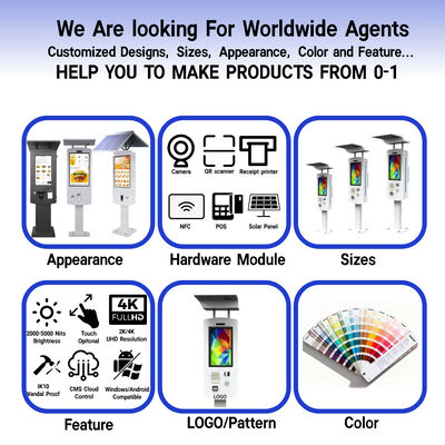 Наружный киоск самозаказа с водонепроницаемым рейтингом IP65 Процессоры Intel Core i3/i5/i7 и 10-точечный емкостный сенсор