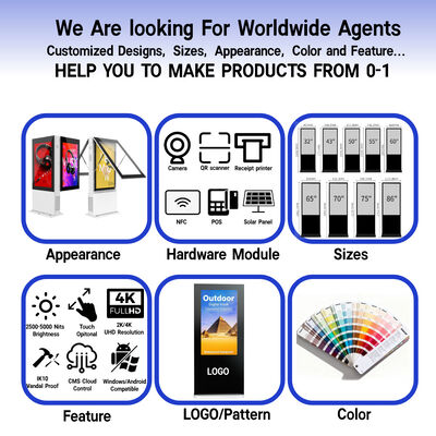 Двусторонний наружный LCD-дисплей с 10-точечным емкостным сенсорным 178/178 углом обзора и напряжением 110-240 В