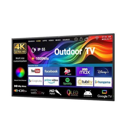 Наружный коммерческий телевизор с IP66 водонепроницаемым разрешением 4K UHD и высокой яркостью 2500-3000cd / m2