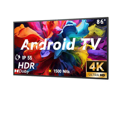 Водонепроницаемый уличный телевизор IP55/IP66 с разрешением 4K Ultra HD и высокой яркостью 1500–3000 нит для коммерческого дисплея
