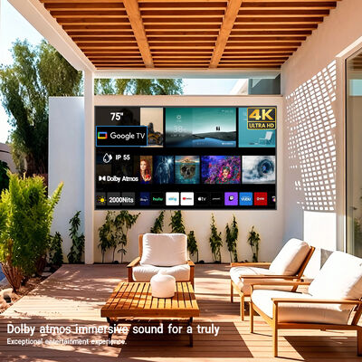 Водонепроницаемый наружный телевизор с Google TV и 1500-3000нт солнечным светом Читаемый экран IP55/IP66