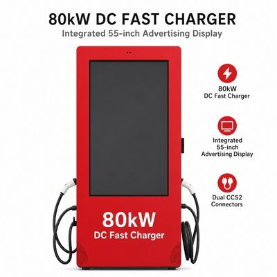 80 кВт постоянного тока Станция быстрой зарядки CCS1 CCS2 Наружный LCD рекламный дисплей OCPP 1.6J 150-1000В