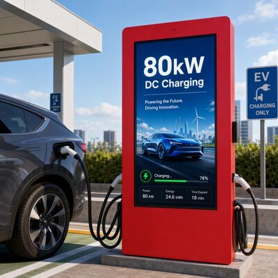 80 кВт постоянного тока Станция быстрой зарядки CCS1 CCS2 Наружный LCD рекламный дисплей OCPP 1.6J 150-1000В