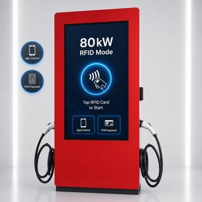 80 кВт постоянного тока Станция быстрой зарядки CCS1 CCS2 Наружный LCD рекламный дисплей OCPP 1.6J 150-1000В