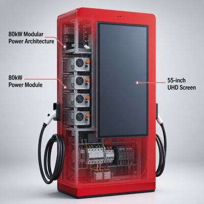 80 кВт постоянного тока Станция быстрой зарядки CCS1 CCS2 Наружный LCD рекламный дисплей OCPP 1.6J 150-1000В