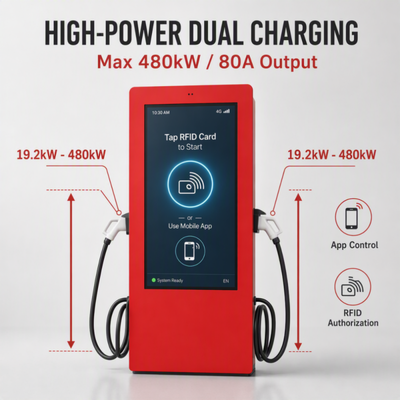 180 кВт 240 кВт 360 кВт 480 кВт постоянного тока HPC EV зарядное устройство CCS2 наружный ЖК-дисплей рекламный OCPP 1.6J