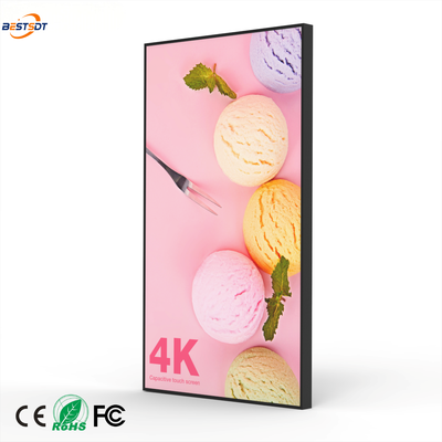 43 49 55 65 75 дюймовый экранированный на стене световой ящик экрана 4K Android рекламный дисплей 2000 Nits