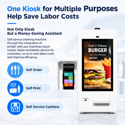 Drive-Thru Self-Service Ordering Payment Kiosk Built-In Printer QR Code Scanner