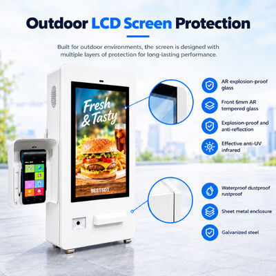 Drive-Thru Self-Service Ordering Payment Kiosk Built-In Printer QR Code Scanner