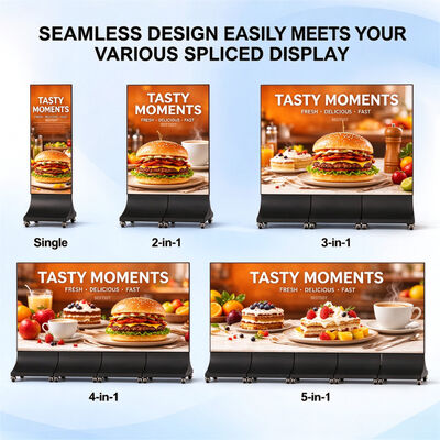 Portable Outdoor LED Poster Display 640x1920mm P2.0 Battery Powered Mobile Advertising Stand