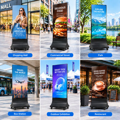 Portable Outdoor LED Poster Display 640x1920mm P2.0 Battery Powered Mobile Advertising Stand