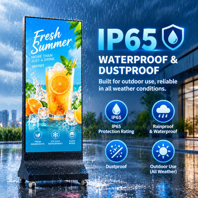 Outdoor LED Poster Display 640x1600mm P2.5 4500nits IP65 Weatherproof Advertising Screen