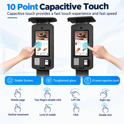 Commercial Freestanding Restaurant Food Ordering Terminal Custom Outdoor Self Ordering Kiosk for QSR Food Courts Cafes