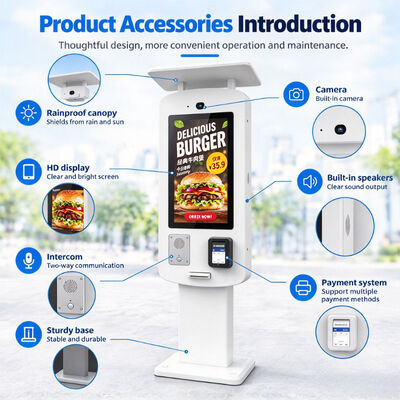 43 Inch IP65 Outdoor Self Ordering Kiosk Floor Standing 2500 Nits Touch Screen Terminal for Drive Thru Restaurant